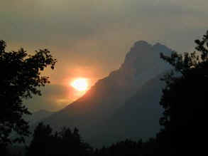 Smoke filled sky at Many Glacier